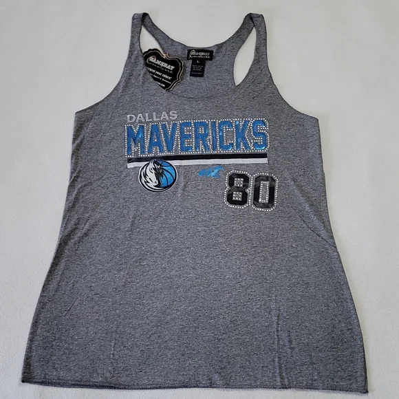 NEW Dallas Mavericks NBA Gameday Couture Womens Racerback Tank Heather Grey Medm - Picture 5 of 11